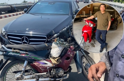 Dừng xe nhặt tiền, ông chú bị Mercedes tông và cái kết bất ngờ