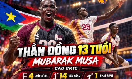 Người khổng lồ 13 tuổi ĐT Qatar gây chú ý khi hạ bóng chuyền Việt Nam