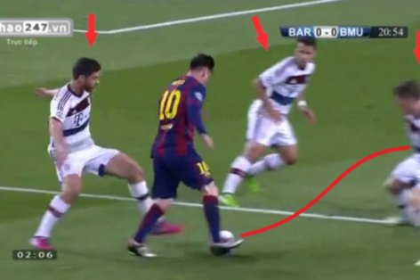 VIDEO: Messi đi bóng kỹ thuật biến 3 hậu vệ của Bayern thành những gã hề