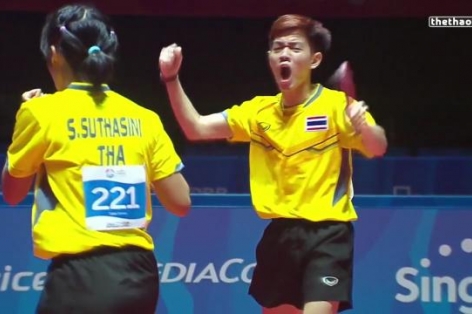 Video SEA Games 28: Trận thắng để đời của bóng bàn Thái Lan trước Singapore