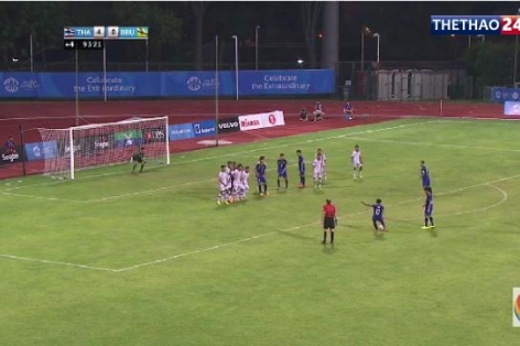 VIDEO: Siêu phẩm đá phạt ấn định chiến thắng 5-0 cho U23 Thái Lan