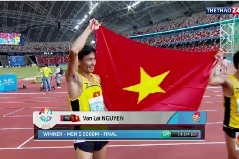 Video SEA Games 28: Nguyễn Văn Lai giành HCV, phá kỷ lục đường chạy 5000m nam