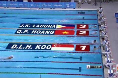 Video SEA Games 28: Vòng loại 100m bơi bướm nam - Nguyễn Quý Phước
