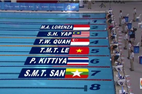 Video SEA Games 28: Vòng loại 100m bơi bướm nữ - Lê Thị Mỹ Thảo