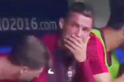 Hình ảnh Ronaldo khóc nức nở khi Bồ Đào Nha ghi bàn ở chung kết Euro