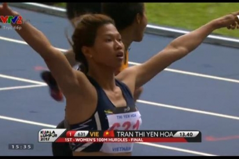 VIDEO: Trần Thị Yến Hoa bất ngờ giành HCV chạy 100m rào nữ