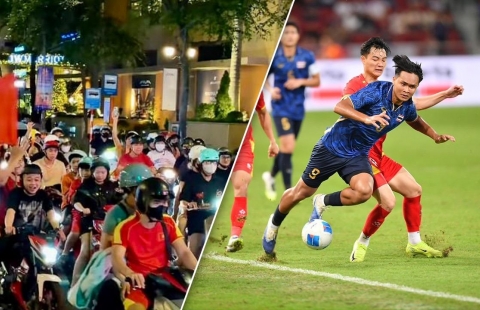 Báo Thái Lan choáng ngợp khi CĐV Việt Nam 'đi bão' rực đỏ khắp đường phố