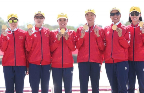 Giành 3 HCV trong 'phút chốc', rowing Việt Nam nhất toàn đoàn SEA Games 33