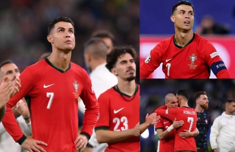 Ronaldo kìm nén cảm xúc, động viên Pepe trong ngày Bồ Đào Nha bị loại