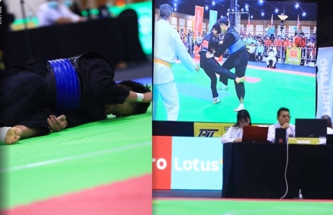 Hình ảnh rõ ràng VĐV Việt Nam bị đối thủ Thái Lan triệt hạ vẫn giành HCV