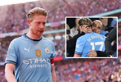 Pep Guardiola bật khóc trong ngày De Bruyne chia tay Etihad