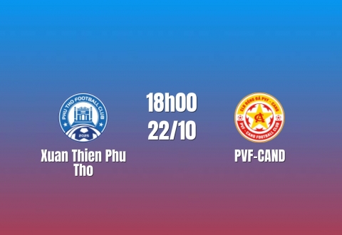 Nhận định Phú Thọ vs PVF CAND: Điểm tựa Việt Trì, 18h00 ngày 22/10/2026