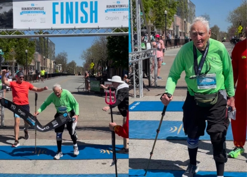 Cụ ông gần 100 tuổi chạy 21km tại giải marathon của Mỹ