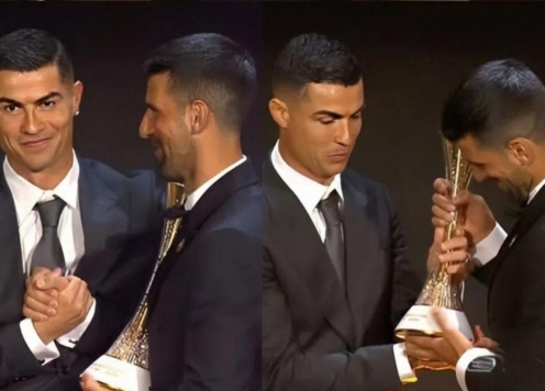 Khoảnh khắc 'GOAT' trao giải cho 'GOAT' tại Globe Soccer 2025