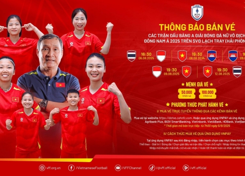 Công bố giá vé xem ĐT nữ Việt Nam đấu Thái Lan, Indonesia