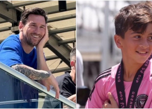 Messi cười 'toe toét' khi hai con trai lên ngôi vô địch