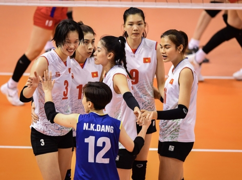 Các tuyển thủ bóng chuyền nữ Việt nam tập huấn cho ASIAD 19