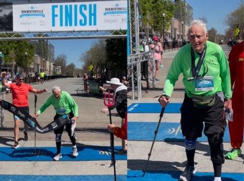 Cụ ông gần 100 tuổi chạy 21km tại giải marathon của Mỹ