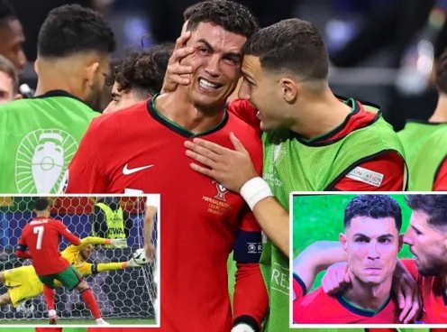 Cristiano Ronaldo suy sụp, khóc nức nở sau khi đá hỏng penalty