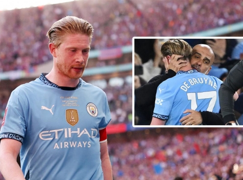 Pep Guardiola bật khóc trong ngày De Bruyne chia tay Etihad