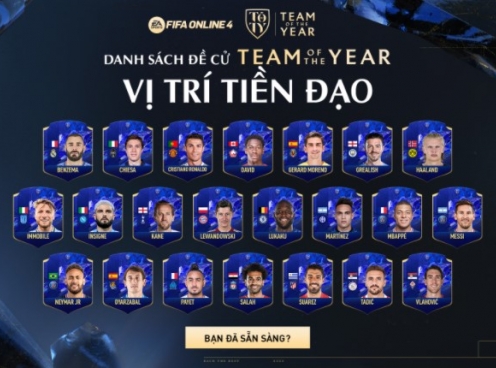 FIFA Online 4: Danh sách 80 cái tên đề cử cho Team Of The Year (TOTY)