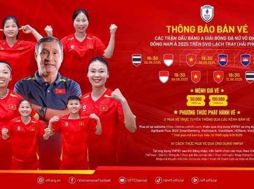 Công bố giá vé xem ĐT nữ Việt Nam đấu Thái Lan, Indonesia
