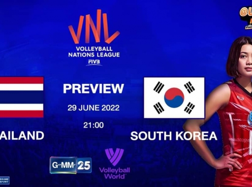 Lịch thi đấu bóng chuyền nữ VNL hôm nay, ngày 29/6: Thái Lan vs Hàn Quốc