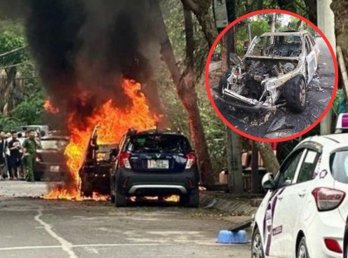 Hà Nội: Xe sang BMW X5 bất ngờ bị lửa thiêu rụi khi đang dừng đỗ bên đường