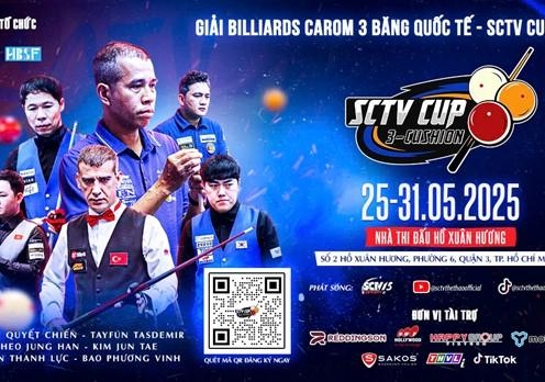 SCTV Cup 2025: Giải Billiards Carom 3 băng đẳng cấp quốc tế lần đầu tiên được tổ chức tại Việt Nam