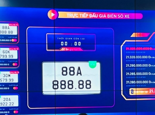 Chiều 22/5: Biển số siêu VIP 88A-888.88 của Vĩnh Phúc đã được chốt giá 'khủng'