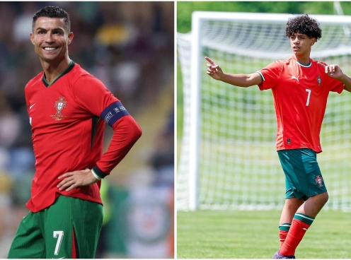 Phản ứng của Ronaldo ngày con trai ra mắt tuyển Bồ Đào Nha