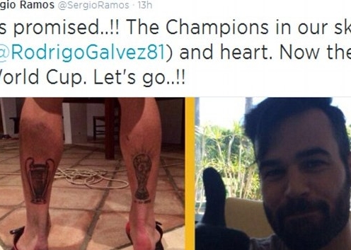 Ramos khoe hình xăm độc chào đón World Cup
