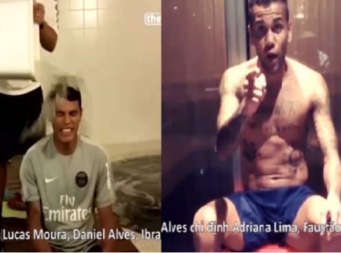 VIDEO: Thiago Silva và Daniel Alves dội nước đá làm từ thiện