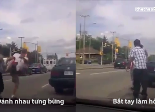 VIDEO: Va chạm quệt xe, tài xế đánh nhau 'tưng bừng' rồi bắt tay đi tiếp