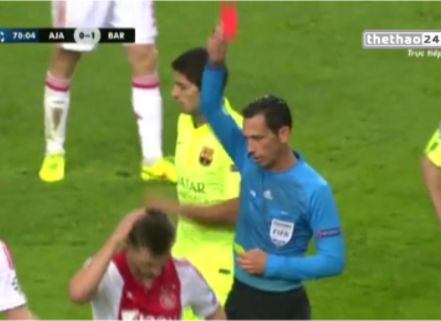 VIDEO: Phút 70 - Veltman nhận thẻ đỏ rời sân (Ajax 0-1 Barcelona)