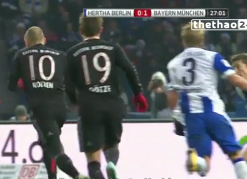 Video clip bàn thắng: Hertha Berlin 0-1 Bayern Munich- Vất vả