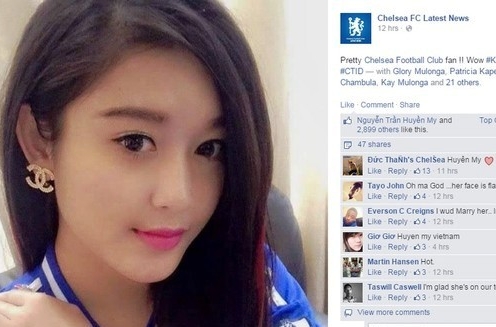 Fanpage Chelsea bất ngờ đăng hình á hậu Huyền My