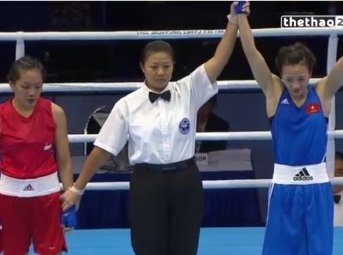 Video SEA Games 28: Nguyễn Thị Yến knock-out đối thủ tại bán kết Boxing nữ dưới 51kg