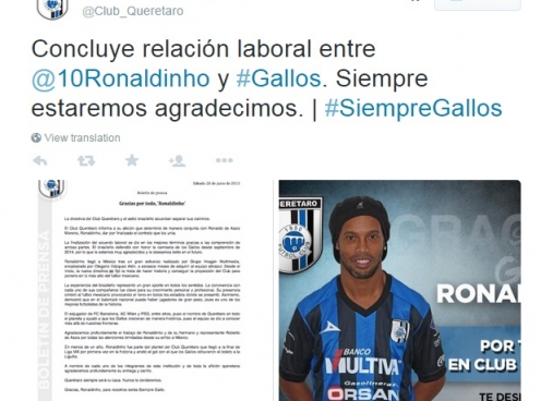 NÓNG: Ronaldinho bất ngờ tuyên bố ra đi