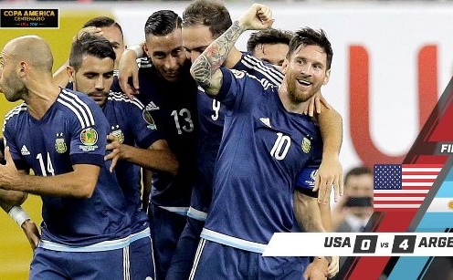 Video bàn thắng: Mỹ 0-4 Argentina (Bán kết Copa America 2016)