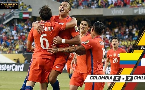 Video bàn thắng: Colombia 0-2 Chile (Bán kết Copa America 2016)