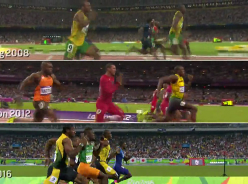 VIDEO: So sánh tốc độ của Usain Bolt ở ba kỳ Olympic