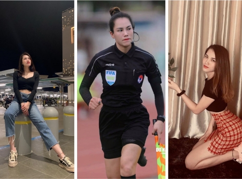 Nhan sắc 'vạn người mê' của nữ trọng tài tại giải Hạng Nhất QG 2021