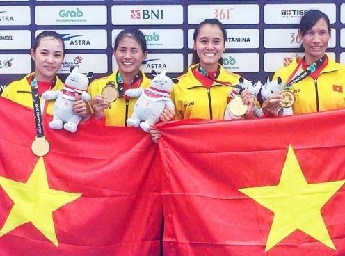 Bốn cô gái ĐT Rowing được thưởng cực khủng cho tấm HCV 