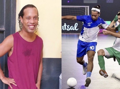 Ronaldinho ghi 5 bàn giúp đội bóng vô địch giải futsal trong tù
