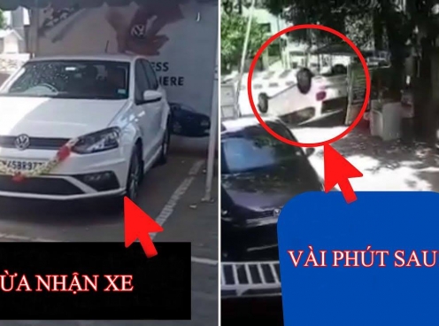 Vừa nhận tràng pháo tay, tài xế phi xe đâm ngay vào cổng