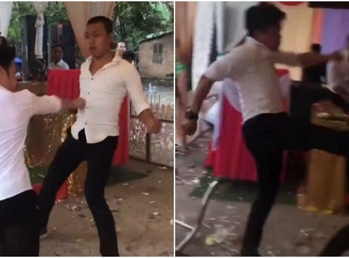 VIDEO: Chán ăn cỗ, chú rể giỏi võ thuật cho cả đám cưới 'ăn đòn'
