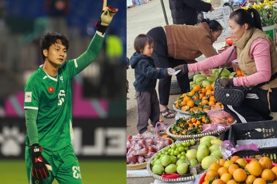 Gánh hoa quả của mẹ Cao Văn Bình nườm nượp đón khách sau VCK U23 châu Á