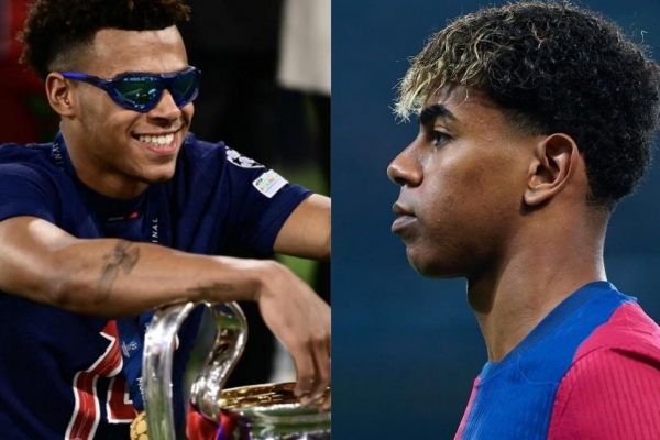 Lamine Yamal bị sao PSG đánh bại