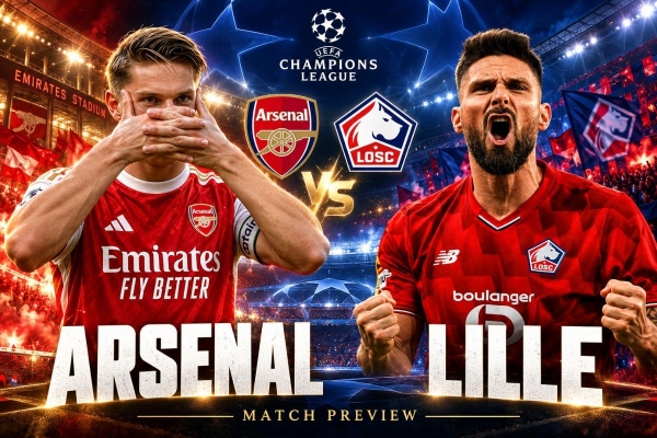 Siêu máy tính BeSoccer soi tỷ số Arsenal - Lille, Champions League 2026/27: Pháo thủ áp đảo